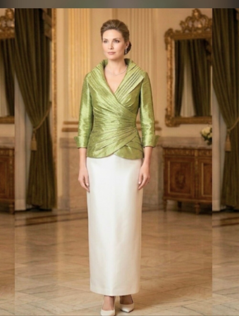 Cachet Sheen Wrap Jacket Top Blouse 14 Formal Elegant #8400